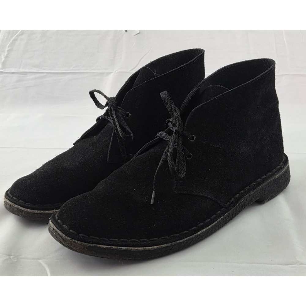 Clarks Originals Desert Boots Mens 10 M Black Suede Chukka Mod Britpop Preppy